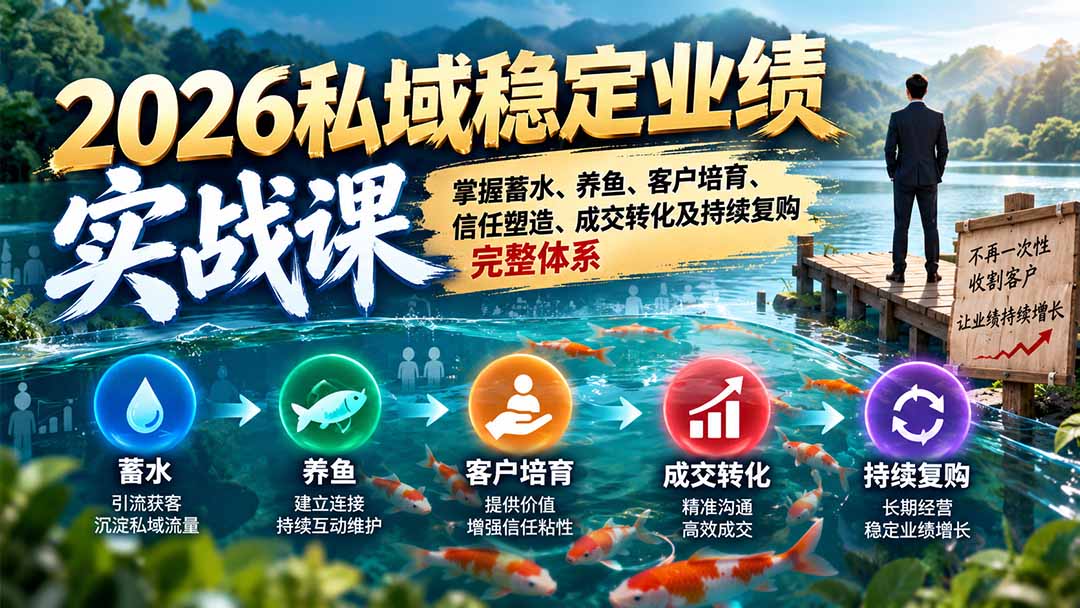 图片[2]-2026私域稳定业绩实战课：掌握蓄水、养鱼、客户培育、信任塑造、成交转化及持续复购完整体系-副业网