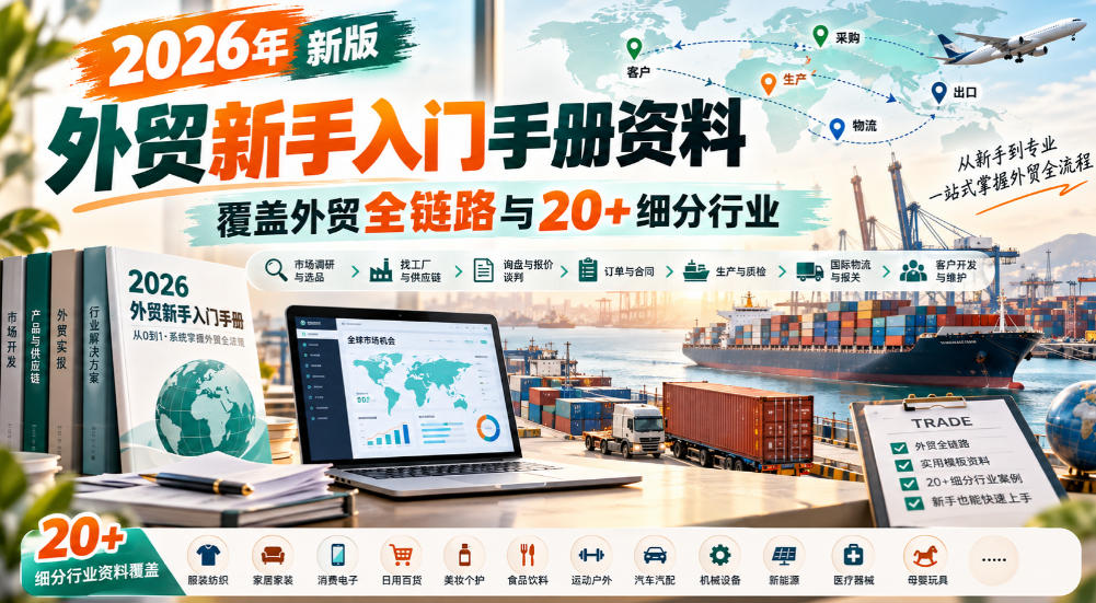 2026年新版外贸新手入门手册资料,覆盖外贸全链路与20+细分行业-副业网