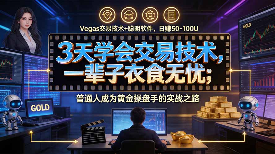 3天学会做交易,普通人快速成为操盘手” Vegas交易系统+聪明软件 , 日赚50-1000U, 长期稳定,小白轻松上手-副业网