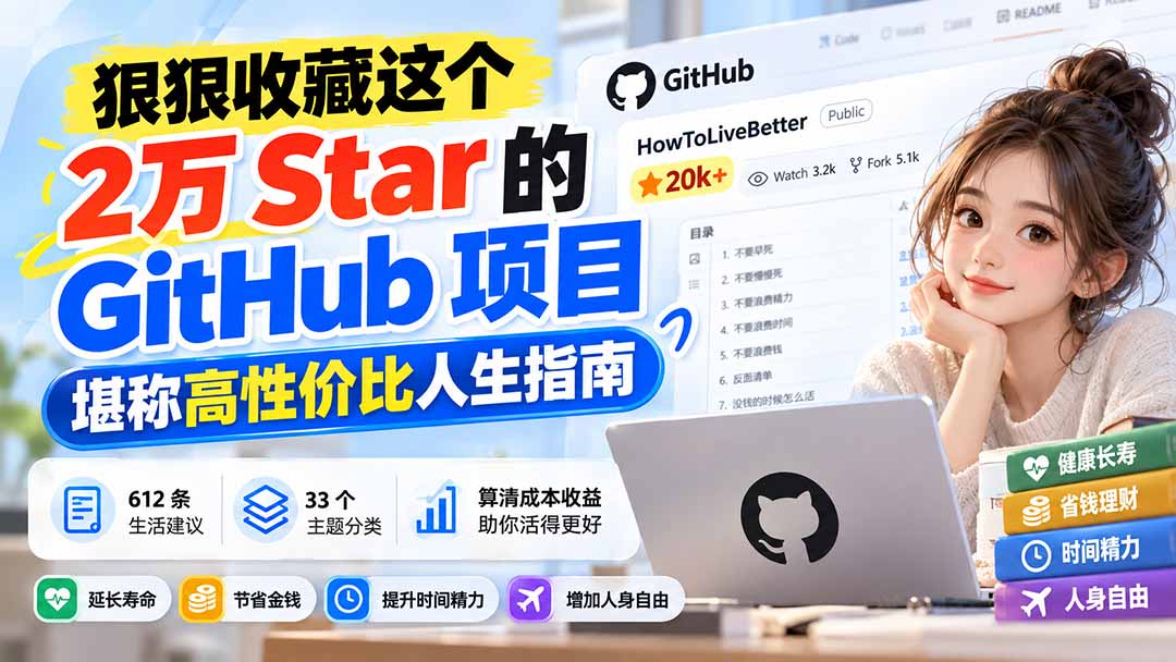狠狠收藏这个 2 万 Star 的 GitHub 项目,堪称高性价比人生指南。-副业网