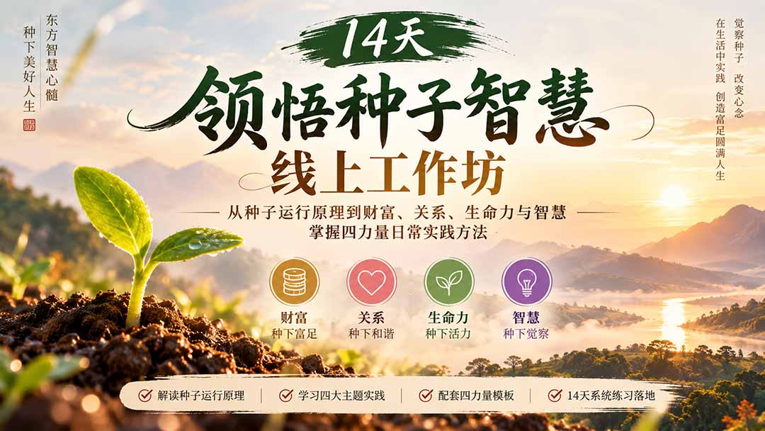 14天领悟种子智慧线上工作坊|从种子运行原理到财富、关系、生命力与智慧,掌握四力量日常实践方法-副业网