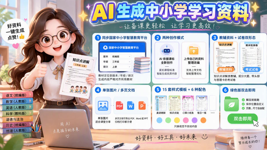 孩子的教辅别再乱买了:同步国家中小学智慧平台,AI一键生成图文教辅和试卷-副业网