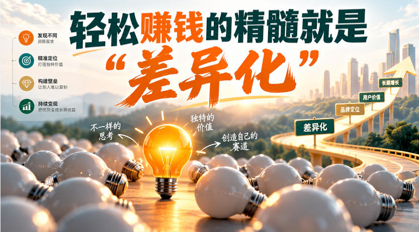 某公众号付费文章：轻松賺钱的精髓就是“差异化”-副业网