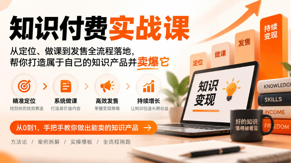 知识付费实战课:从定位、做课到发售全流程落地,帮你打造属于自己的知识产品并卖爆它-副业网