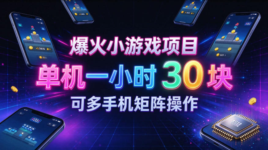 爆火小游戏撸金项目,实测单机一小时30+,可多手机矩阵操作,新手看完一遍就能上手【揭秘】-副业网