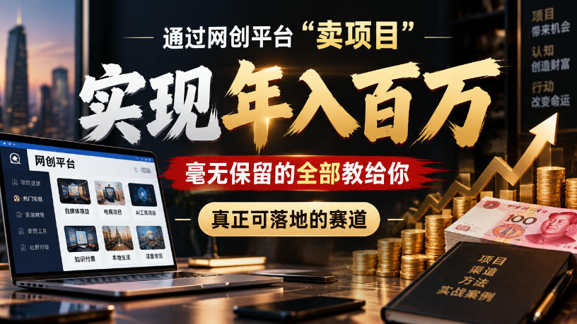 通过网创平台“卖项目”实现年入100w,毫无保留的全部教给你,真正可落地的赛道【揭秘】-副业网