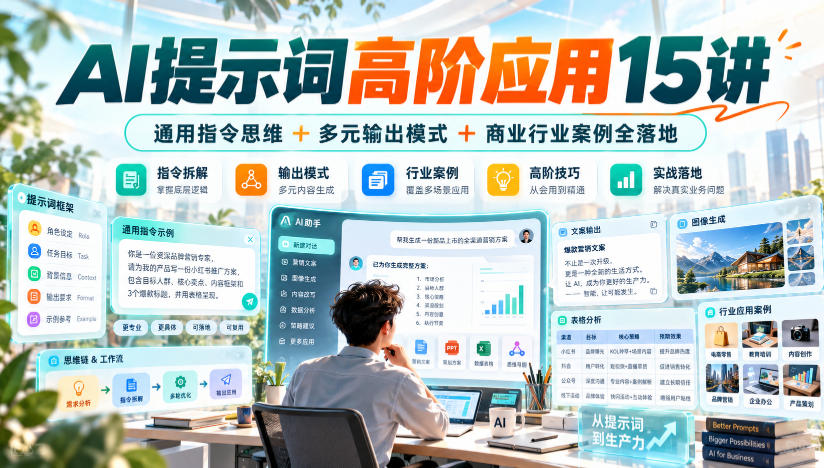 AI提示词高阶应用15讲|通用指令思维+多元输出模式+商业行业案例全落地-副业网