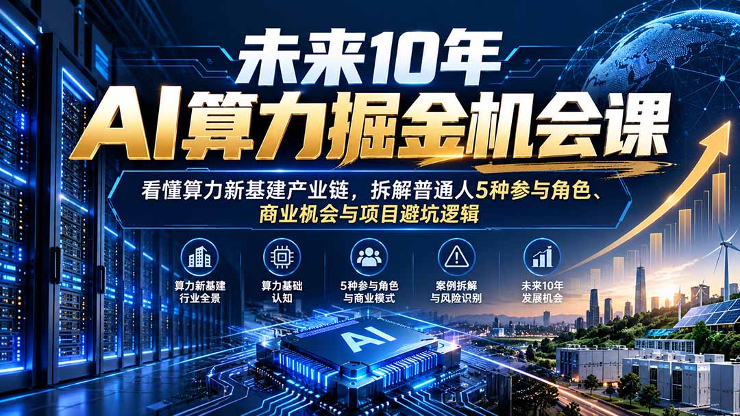 图片[2]-未来10年AI算力掘金机会课：看懂算力新基建产业链，拆解普通人5种参与角色、商业机会与项目避坑逻辑-副业网