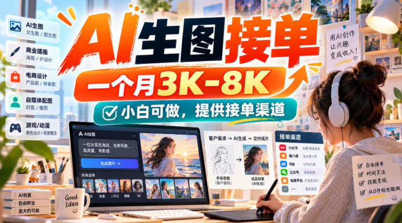 AI生图接单,一个月3K-8K,小白可做,提供接单渠道-副业网