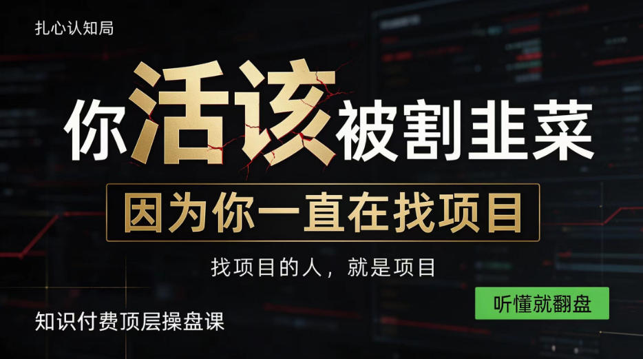 做项目不如卖项目,做知识付费自己当老板,知识付费顶层操盘课,听懂就翻盘【揭秘】-副业网