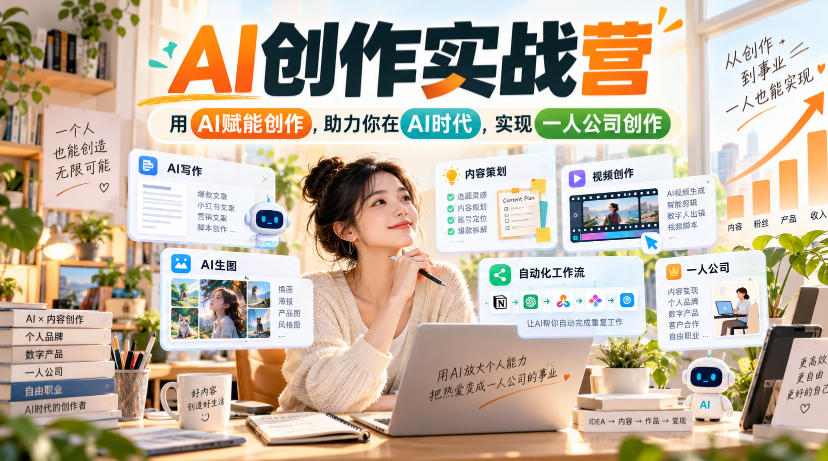 AI创作实战营,用AI赋能创作,助力你在AI时代,实现一人公司创作-副业网