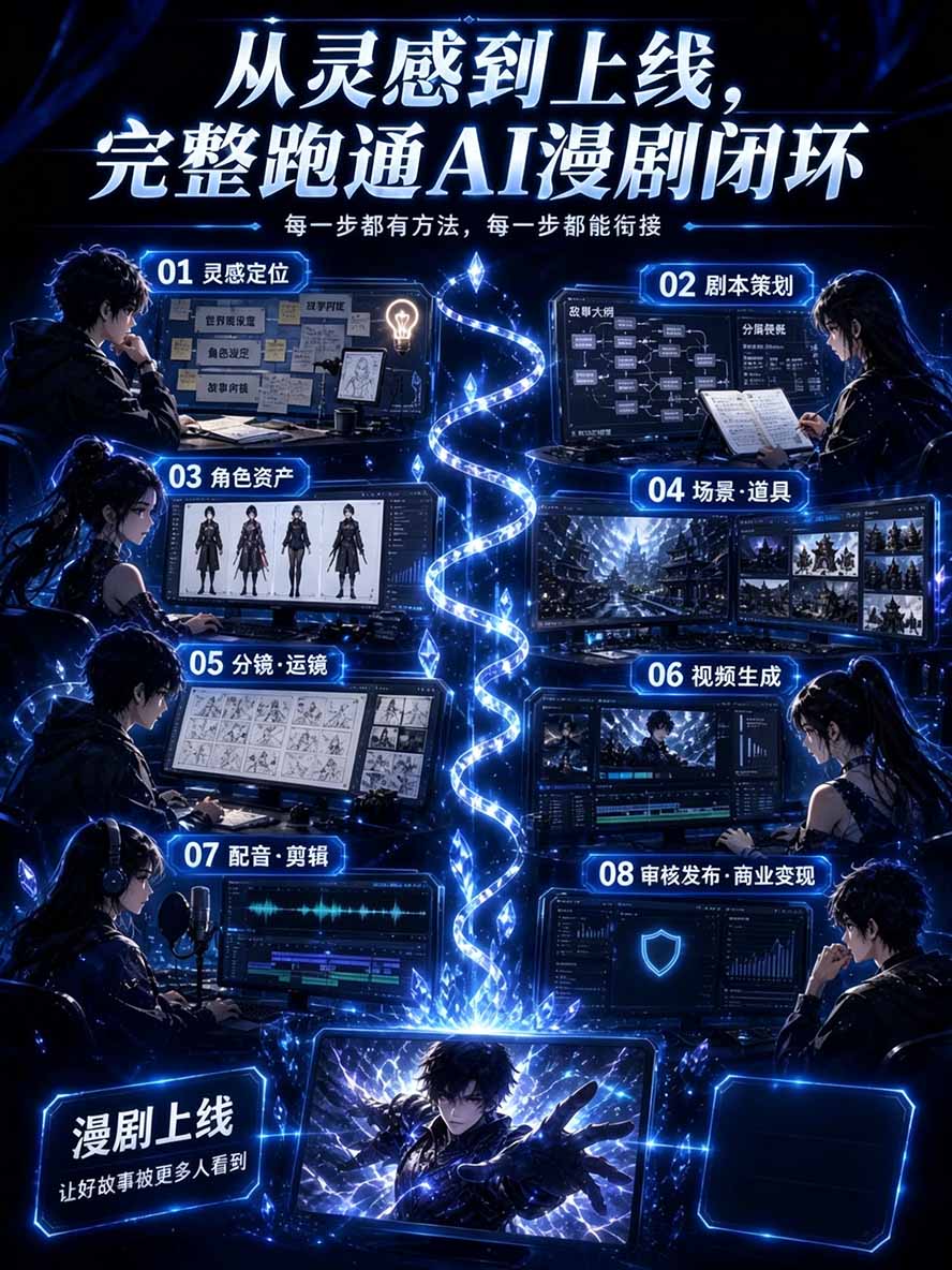 图片[4]-【无水印】2026AI漫剧创作与商业变现掘金营：打通选题→AI编剧→角色场景→自动分镜→视频生成→剪辑发布→运营变现-副业网