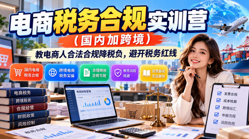 电商税务合规实训营(国内加跨境),教电商人合法合规降税负,避开税务红线-副业网