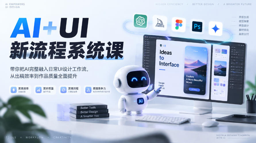 【无水印】AI+UI新流程系统课,带你把AI完整融入日常UI设计工作流,从出稿效率到作品质量全面提升(2026第4期)-副业网