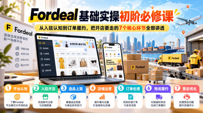 Fordeal基础实操初阶必修课,从入驻认知到订单履约,把开店要走的7个核心环节全部讲透-副业网