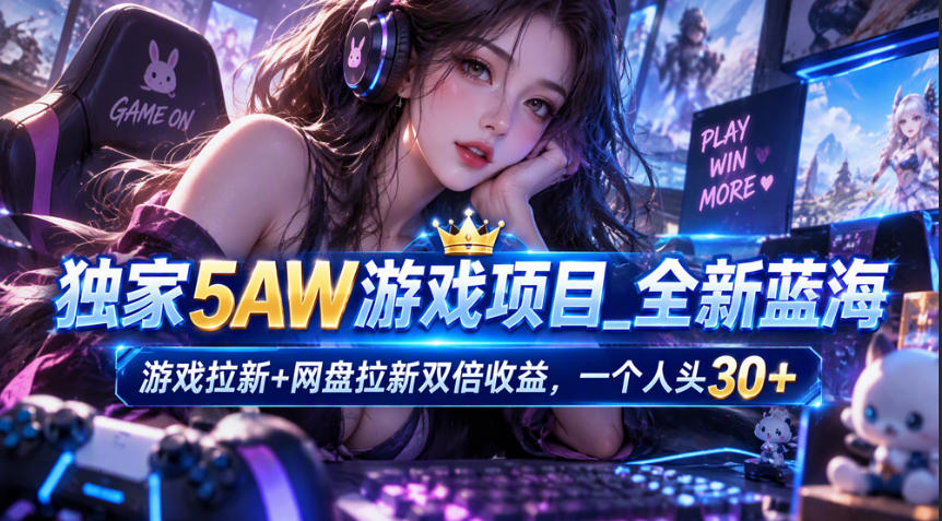 独家5AW游戏蓝海项目_游戏拉新+网盘拉新双倍收益,拉新一个30米-副业网