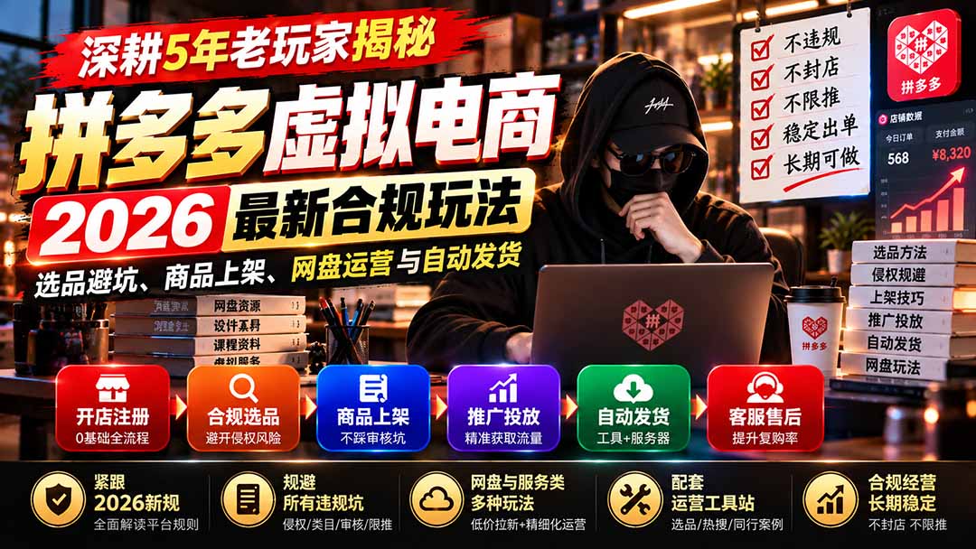 图片[2]-深耕5年老玩家揭秘拼多多虚拟电商：2026最新合规玩法、选品避坑、商品上架、网盘运营与自动发货-副业网