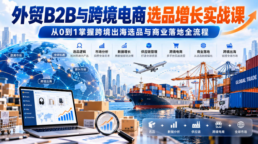 外贸B2B与跨境电商选品增长实战课,从0到1掌握跨境出海选品与商业落地全流程-副业网