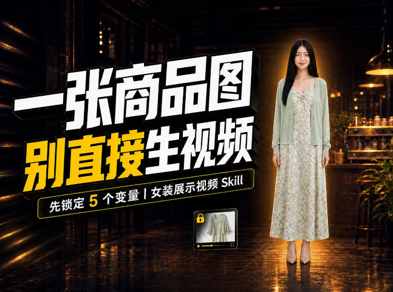 女装AI视频总翻车？问题不在提示词，女装展示视频Skill先锁定5个变量！-副业网