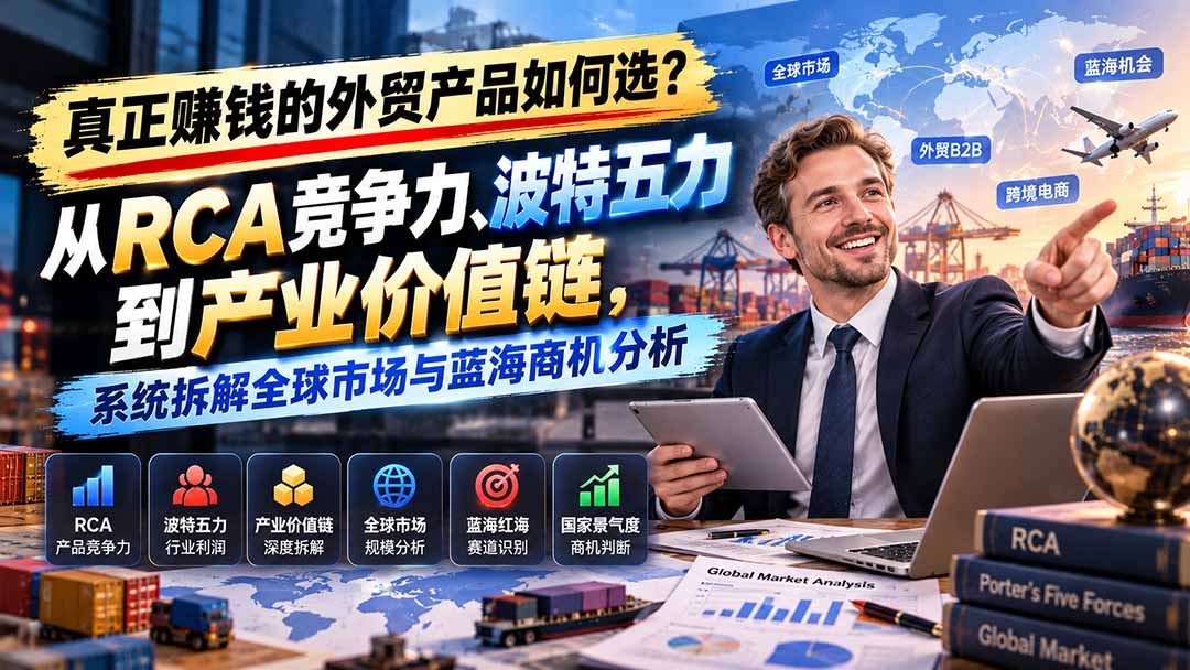 真正赚钱的外贸B2B产品如何选?从RCA竞争力、波特五力到产业价值链,系统拆解全球市场与蓝海商机分析-副业网