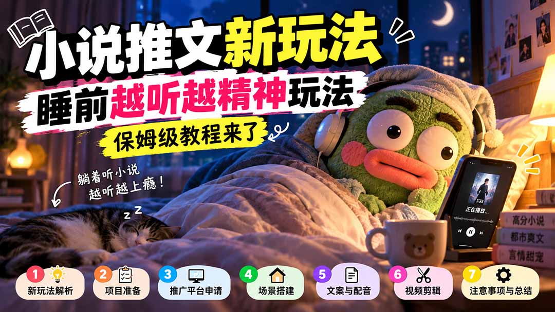 小说推文新玩法,睡前越听越精神玩法,保姆级教程来了-副业网