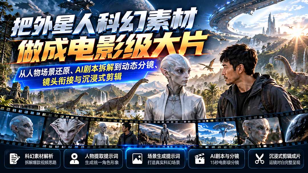 图片[2]-把外星人科幻素材做成电影级大片：从人物场景还原、AI剧本拆解到动态分镜、镜头衔接与沉浸式剪辑-副业网