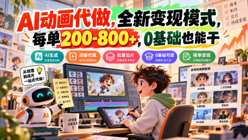 AI动画代做,全新变现模式,每单200-800+,0基础也能干【揭秘】-副业网
