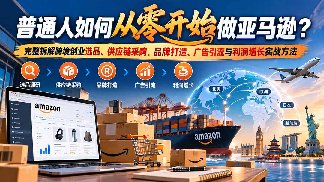 普通人如何从零开始做亚马逊?完整拆解跨境创业选品、供应链采购、品牌打造、广告引流与利润增长实战方法-副业网