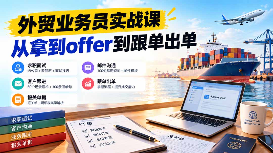图片[2]-外贸业务员从求职到出单实战课：教你筛选优质公司、优化简历、应对面试、客户跟进催单及出口报关操作篇-副业网