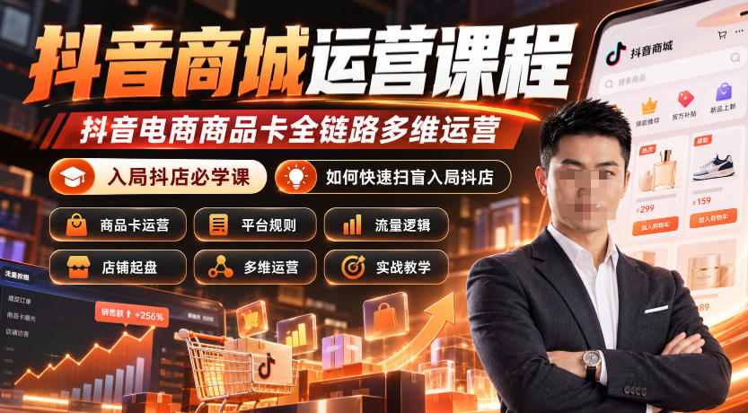 抖音商城运营课程,抖音电商商品卡全链路多维运营,入局抖店必学课, 如何快速扫盲入局抖店(更新1017)-副业网