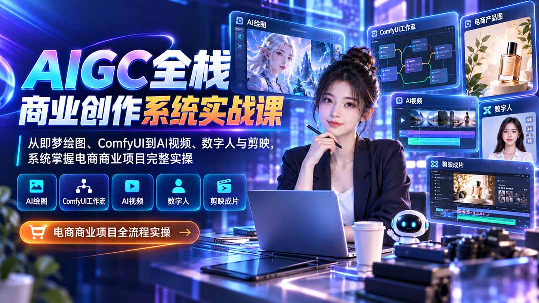 图片[2]-AIGC全栈商业创作系统实战课-更新1017：从即梦绘图、ComfyUI到AI视频、数字人与剪映，系统掌握电商商业项目完整实操-副业网