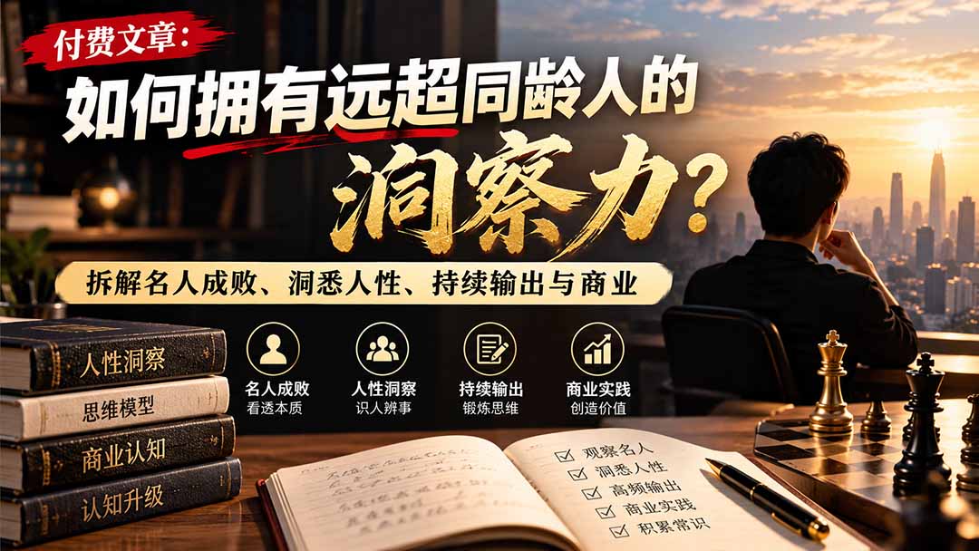 图片[2]-付费文章：如何拥有远超同龄人的洞察力？拆解名人成败、洞悉人性、持续输出与商业实践-副业网