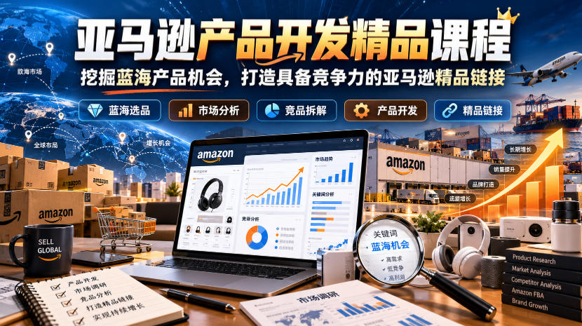 亚马逊产品开发精品课程，挖掘蓝海产品机会，打造具备竞争力的亚马逊精品链接-副业网