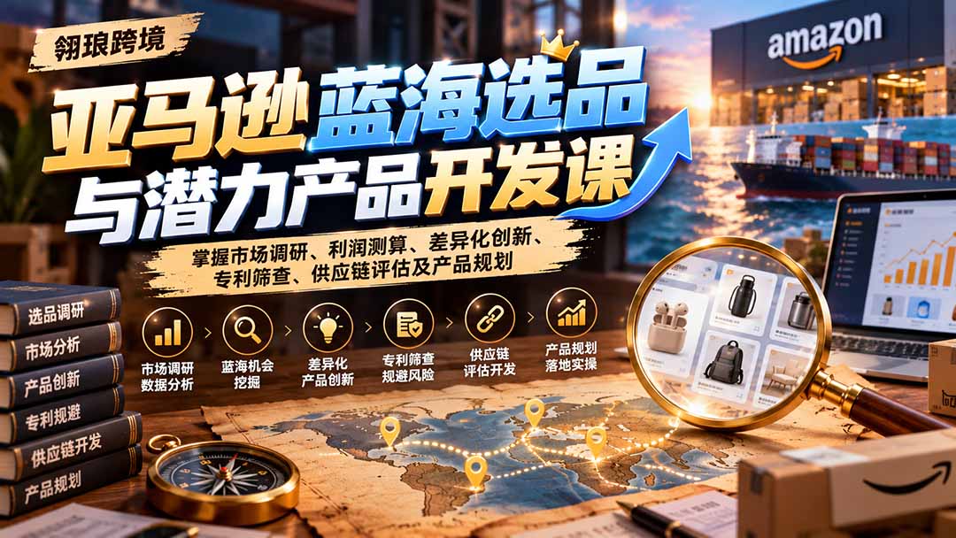 图片[2]-亚马逊蓝海选品与潜力产品开发课：掌握市场调研、利润测算、差异化创新、专利筛查、供应链评估及产品规划-副业网