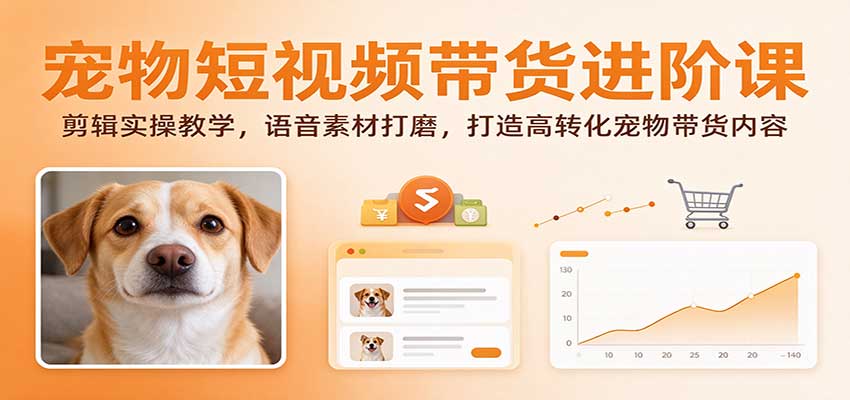 宠物短视频带货进阶课:剪辑实操教学,语音素材打磨,打造高转化宠物带货内容-副业网