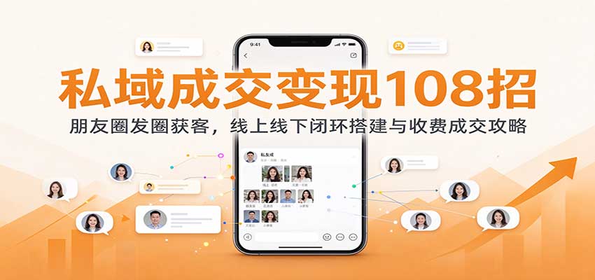 私域成交变现108招:朋友圈发圈获客,线上线下闭环搭建与收费成交攻略-副业网