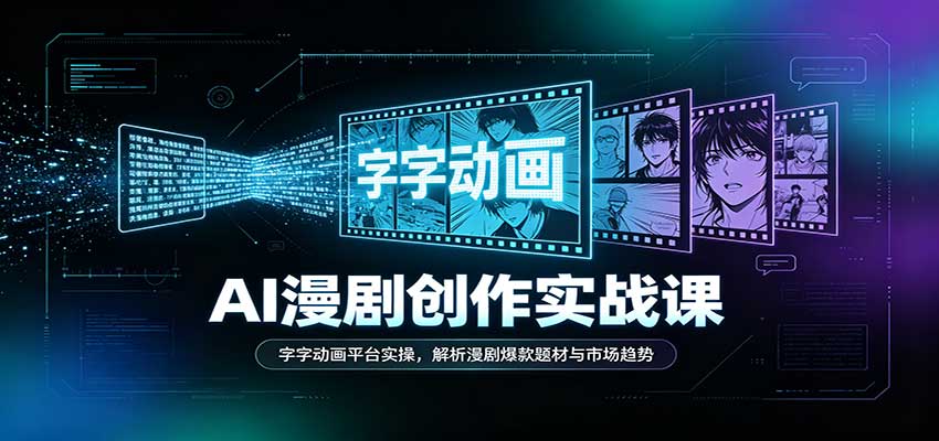 AI漫剧创作实战课:字字动画平台实操,解析漫剧爆款题材与市场趋势-副业网