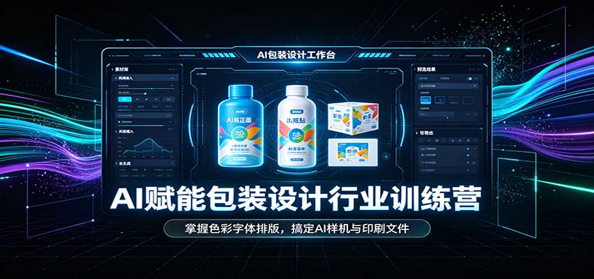 AI赋能包装设计行业训练营:掌握色彩字体排版,搞定AI样机与印刷文件-副业网