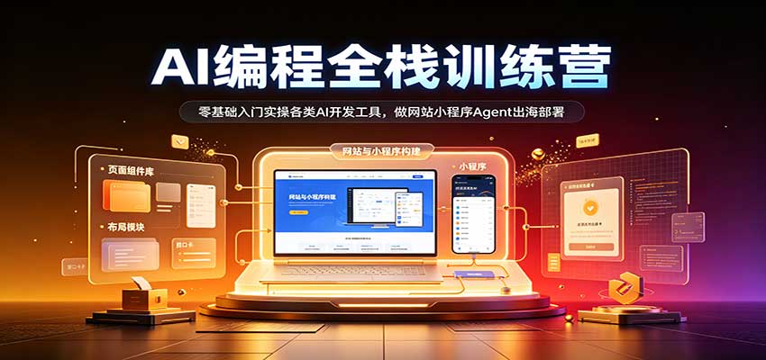 AI编程全栈训练营::零基础入门实操各类AI开发工具,做网站小程序Agent出海部署-副业网