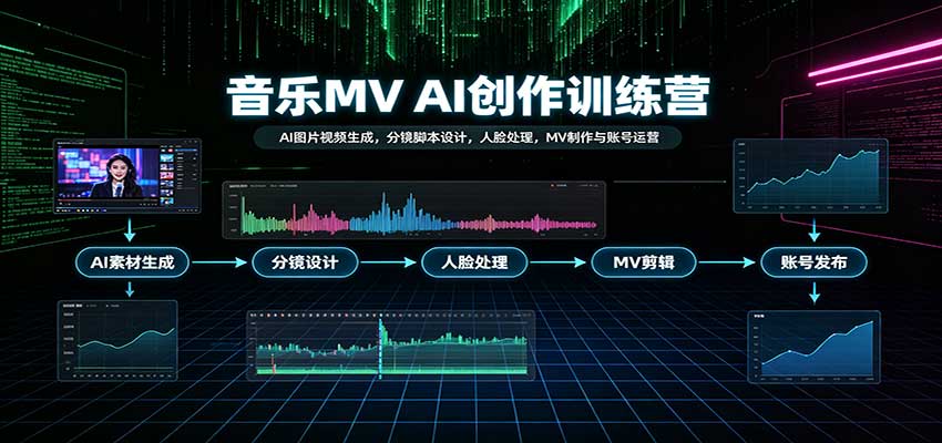 音乐MV AI创作训练营:AI图片视频生成,分镜脚本设计,人脸处理,MV制作与账号运营-副业网
