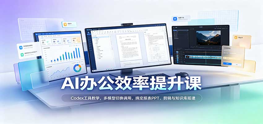 AI办公效率提升课:Codex工具教学,多模型切换调用,搞定报表PPT、剪辑与知识库搭建-副业网