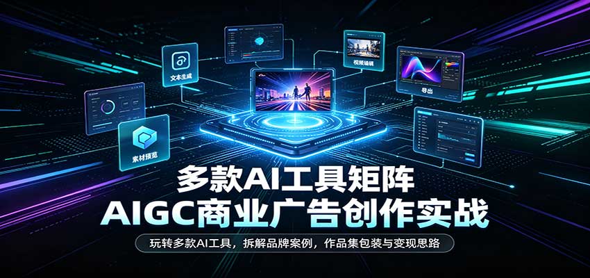 AIGC商业广告创作实战:玩转多款AI工具,拆解品牌案例,作品集包装与变现思路-副业网