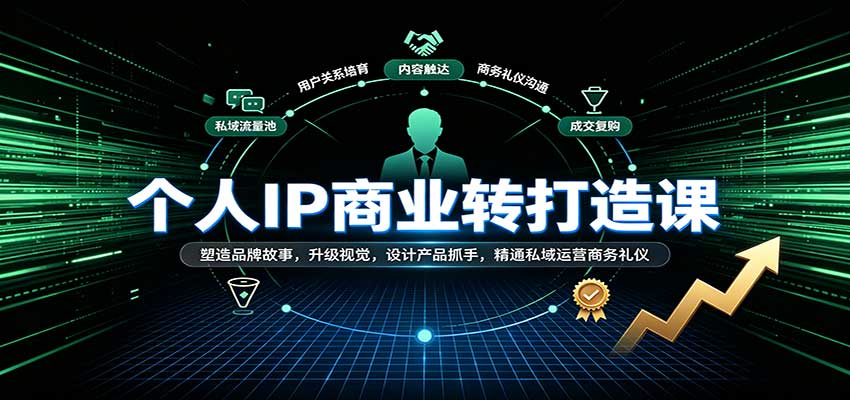 个人IP商业打造课:塑造品牌故事,升级视觉,设计产品抓手,精通私域运营商务礼仪-副业网