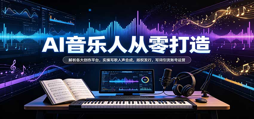 AI音乐人从零打造:解析各大创作平台,实操写歌人声合成,版权发行,写词引流账号运营-副业网
