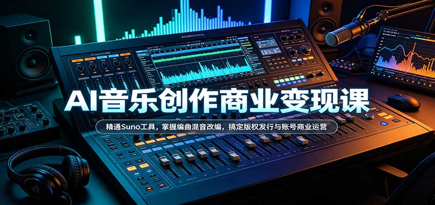 AI音乐创作商业变现课:精通Suno工具,掌握编曲混音改编,搞定版权发行与账号商业运营-副业网