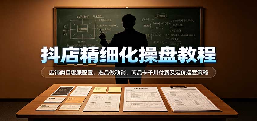 抖店精细化操盘教程:店铺类目客服配置,选品做动销,商品卡千川付费及定价运营策略-副业网