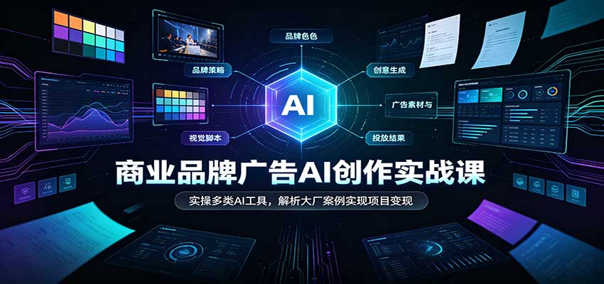 商业品牌广告AI创作实战课:实操多类AI工具,解析大厂案例实现项目变现-副业网