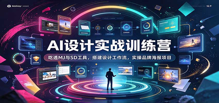 AI设计实战训练营:吃透MJ与SD工具,搭建设计工作流,实操品牌海报项目-副业网