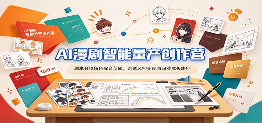 AI漫剧智能量产创作营:剧本分镜角色配音剪辑,吃透风控变现与职业成长路径-副业网