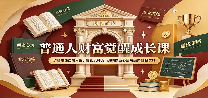 普通人财富觉醒成长课:拆解赚钱底层本质,强化执行力,通晓商业心法与进阶赚钱策略-副业网
